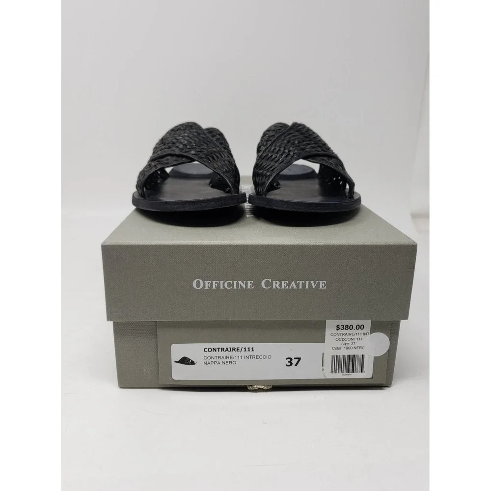 Officine Creative Contraire/111 Woven Nappa Leather Slide Sandals EU 37 US 6.5